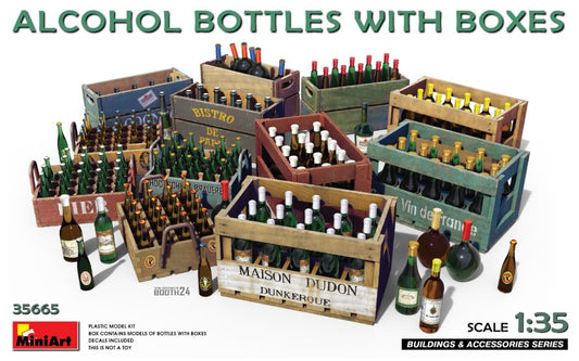 ALCOHOL BOTTLES w/BOXES KIT 1:35 - Miniart - MIN35665