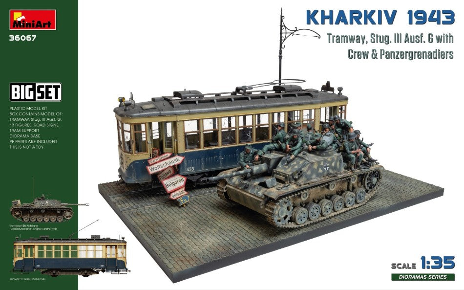 KHARKIV 1943 TRAM & STUG.III Ausf.G W/CREW BIG SET KIT 1:35 - Miniart - MIN36067