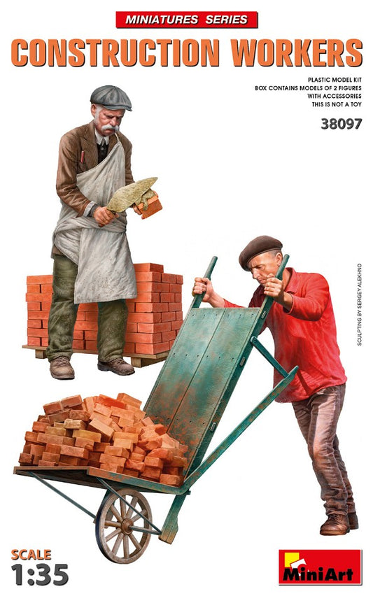 CONSTRUCTION WORKERS WITH ACCESSORIES KIT 1:35 - Miniart - MIN38097