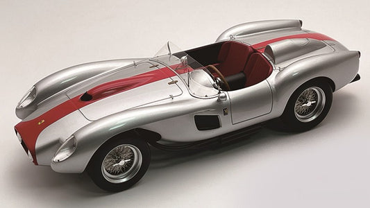 FERRARI 250 TR PONTOON-FENDER STREET VERSION 1958 MET.SILVER/RED 1:18 - Tecnomodel - TMD18254M