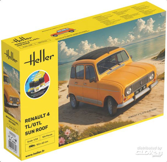 RENAULT 4 TL/GTL SUN ROOF STARTER KIT C/COLORI KIT 1:24 - Heller - HL58704