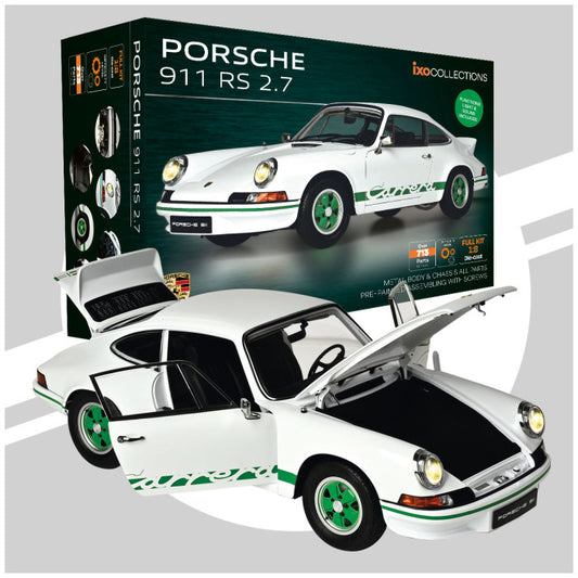 PORSCHE 911 RS 2.7 WHITE METAL KIT SOUNDS/LIGHTS/OPENINGS-713 PARTS 1:8 - Ixo Model - PRS911W