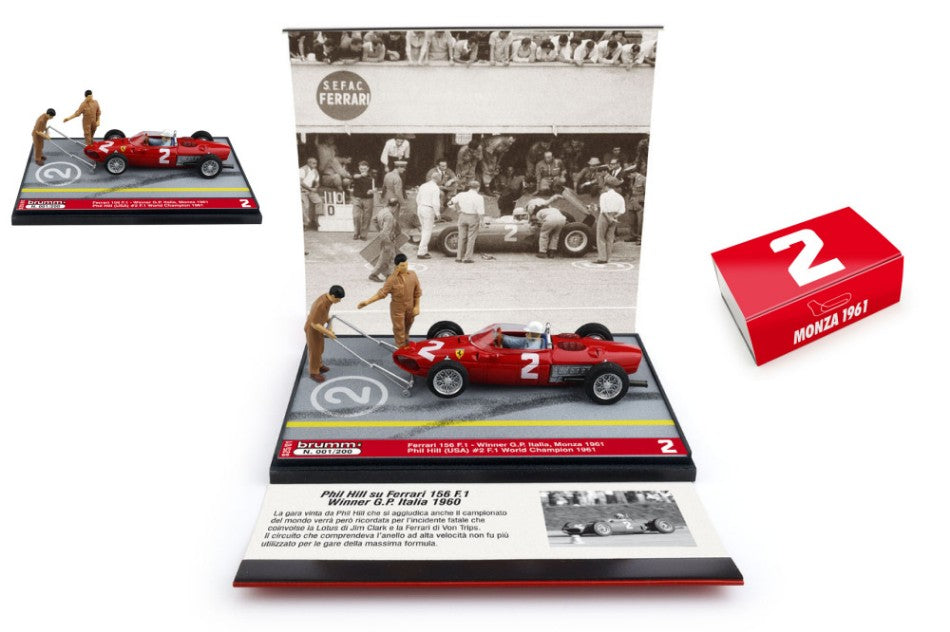 FERRARI 156 F1 WINNER GP ITALIA 1961 PHIL HILL PIT STOP 1:43 - Brumm - BMS2501