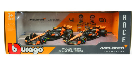SET MC LAREN MCL38 2024 N.4 LANDO NORRIS + N.81 OSCAR PIASTRI 1:43 - Burago - BU38202