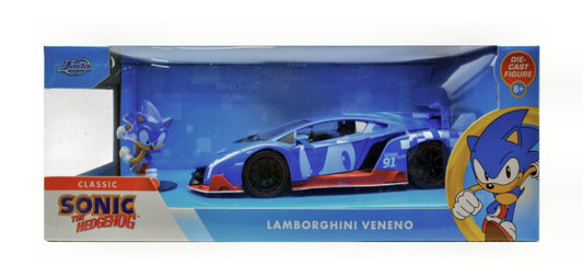 LAMBORGHINI VENENO 2009 "SONIC THE HEDGEHOG" BLUE + FIGURE 1:24 - Jada Toys - JADA253255082