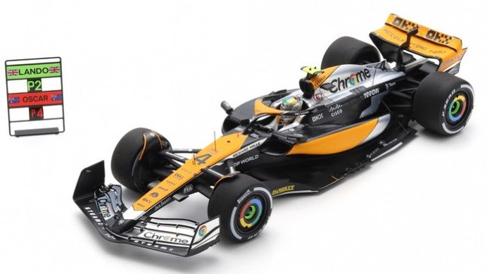 MC LAREN N.4 2nd BRITISH GP 2023 LANDO NORRIS WITH PIT BOARD 1:18 - Spark Model - 18S903