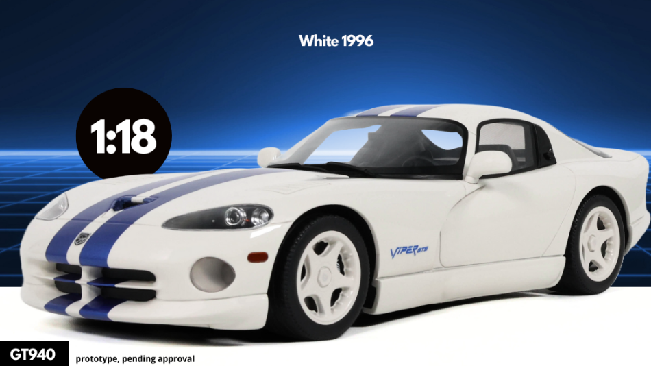 DODGE VIPER GTS 1996 WHITE 1:18 - GT Spirit - GT940