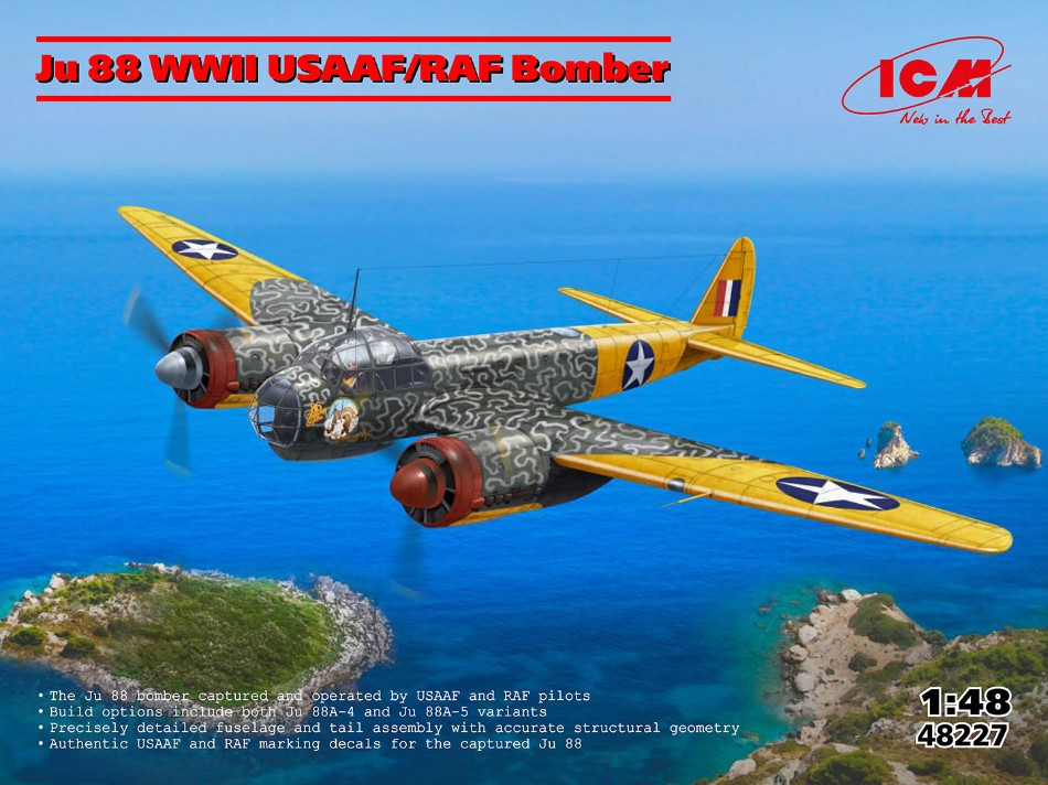 JU 88 WWII USAAF/RAF BOMBER KIT 1:48 - ICM - ICM48227