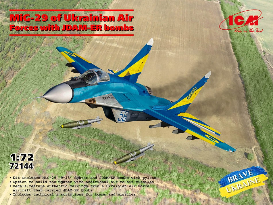 MIG-29 OF UKRAINIAN AIR FORCES WITH JDAM-ER BOMBS KIT 1:72 - ICM - ICM72144