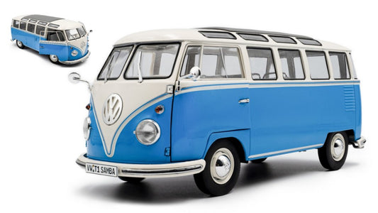 VOLKSWAGEN T1 SAMBA MINIBUS 1962 LIGHT BLUE/WHITE 1:18 - Solido - SL1813401