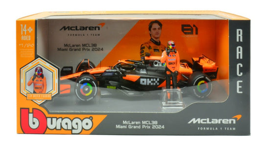 MC LAREN MCL38 N.81 OSCAR PIASTRI 2024 WITH FIGURE 1:24 - Burago - BU28040P