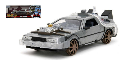 DE LOREAN "BACK TO THE FUTURE III" RAILROAD WHEELS W/LIGHTS TRY ME 1:24 - Jada Toys - JADA253255073