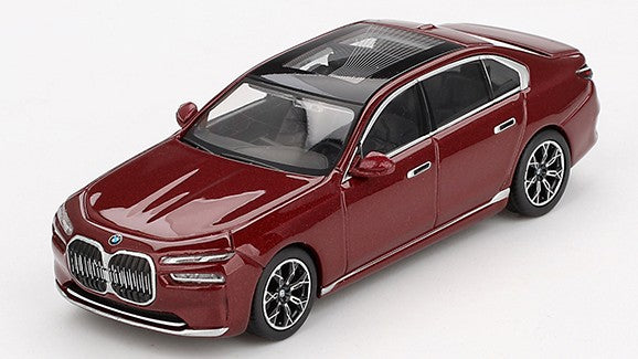 BMW I7 XDRIVE 60 2023 AVENTURIN RED 1:64 - Mini GT - MGT00952
