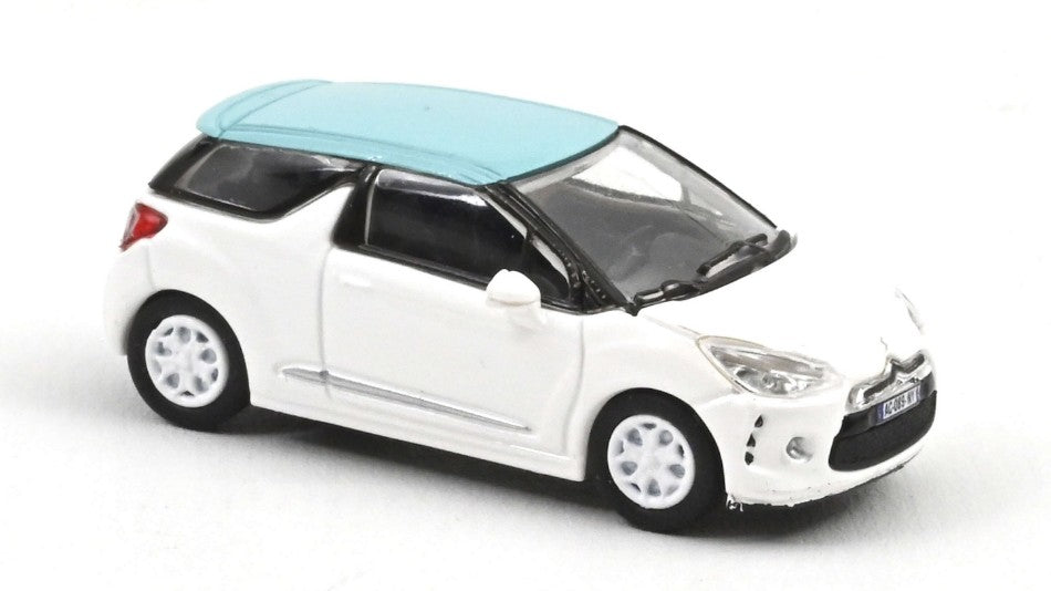 CITROËN DS3 2010 BANQUISE WHITE AND BLUE BOTICELLI ROOF 1:87 - Norev - NV155254