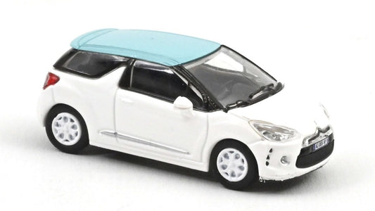 CITROËN DS3 2010 BANQUISE WHITE AND BLUE BOTICELLI ROOF 1:87 - Norev - NV155254