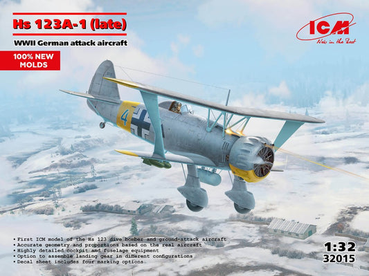 HS 123A-1 (LATE) WWII GERMAN ATTACK AIRCRAFT KIT 1:32 - ICM - ICM32015
