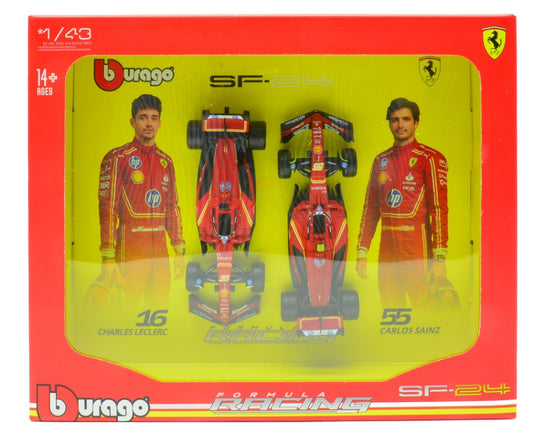 SET SCUDERIA FERRARI 2024 SF-24 N.16 + SF-24 N.55 1:43 - Burago - BU36856