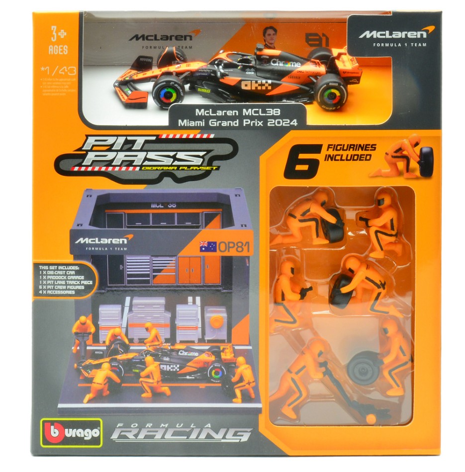 PIT STOP SET MC LAREN MCL38 N.81 OSCAR PIASTRI 2024 1:43 - Burago - BU38451P