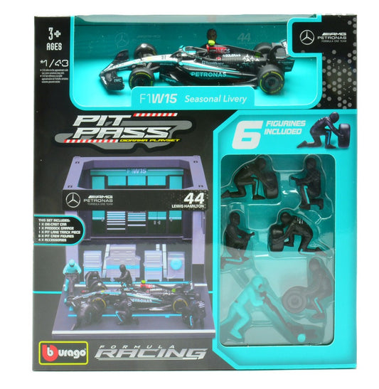 PIT STOP SET MERCEDES F1 W14 N.44 LEWIS HAMILTON 2023 1:43 - Burago - BU38452H