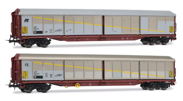 FS 2-UNIT PACK HABILS CLOSED WAGONS SILVER/BROWN LIVERY EP.V 1:87 - Rivarossi - HR6673