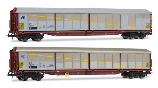 FS 2-UNIT PACK HABILS CLOSED WAGONS SILVER/BROWN LIVERY EP.V 1:87 - Rivarossi - HR6673