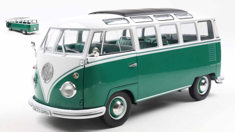 VOLKSWAGEN T1 SAMBA GREEN/WHITE 1962 1:18 - Solido - SL1813403