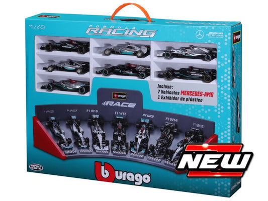 MERCEDES F1 SET:2014-2016-2019-2021-2022-2023 7 MODELS-VARIOUS DRIV.1:43 - Burago - BU38170