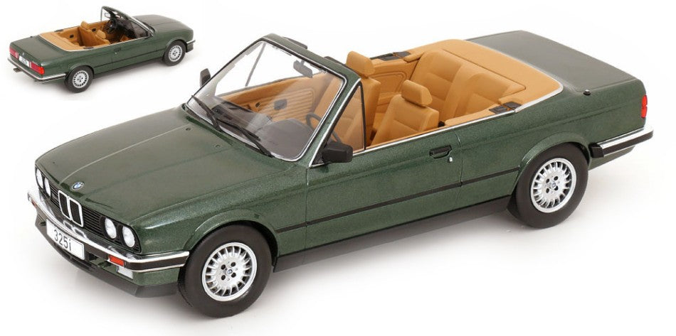 BMW 325i (E30) CABRIOLET 1985 DARK GREEN 1:18 - ModelCarGroup - MCG18545