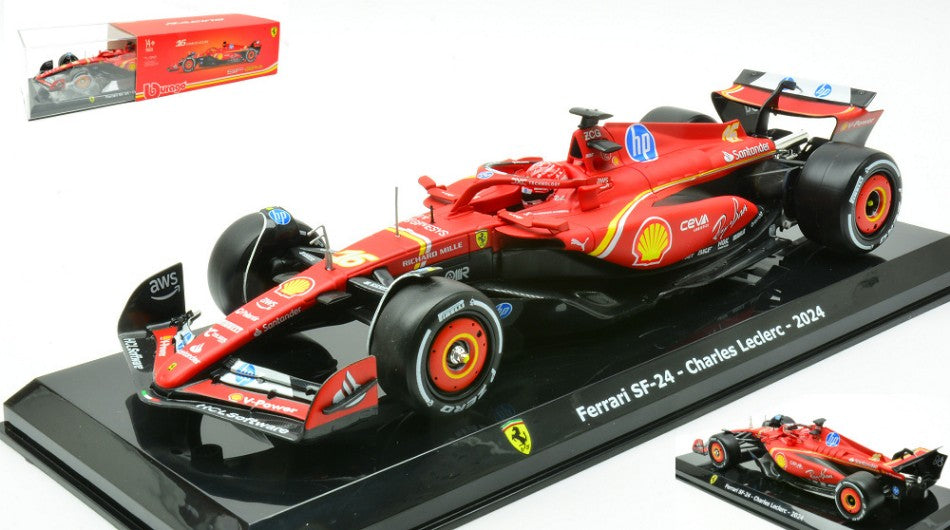 FERRARI SF-24 N.16 2024 CHARLES LECLERC SIGNATURE 1:24 - Burago - BU26821L