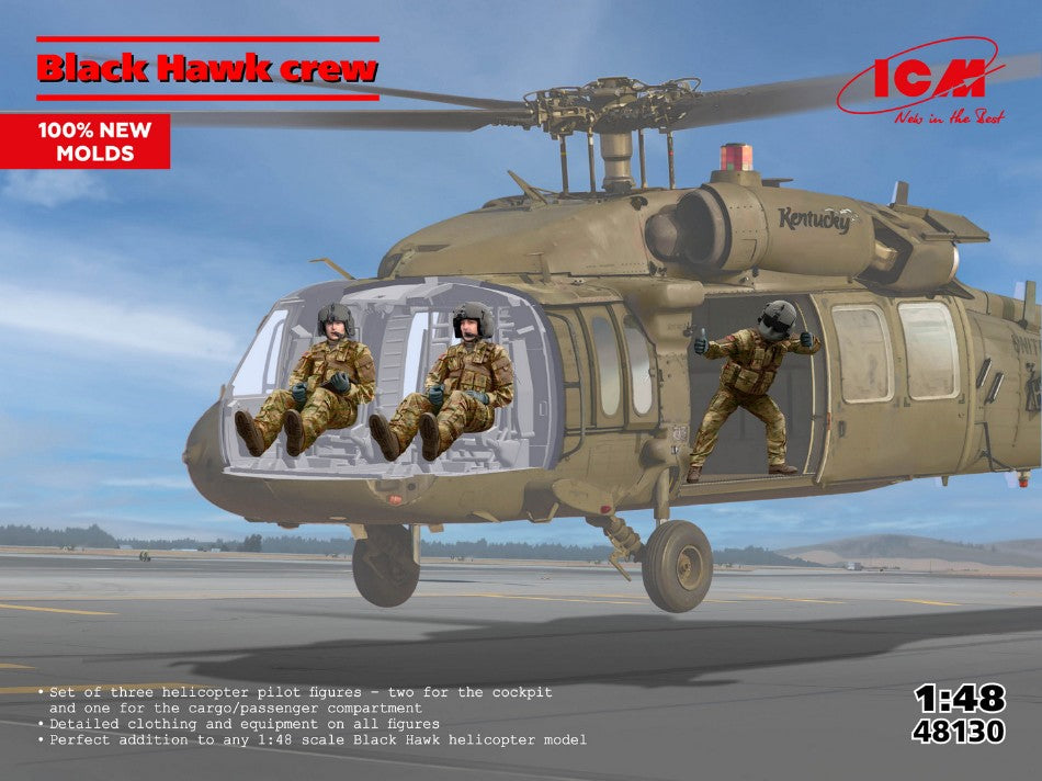 BLACK HAWK CREW (3 FIGURES) KIT 1:48 - ICM - ICM48130