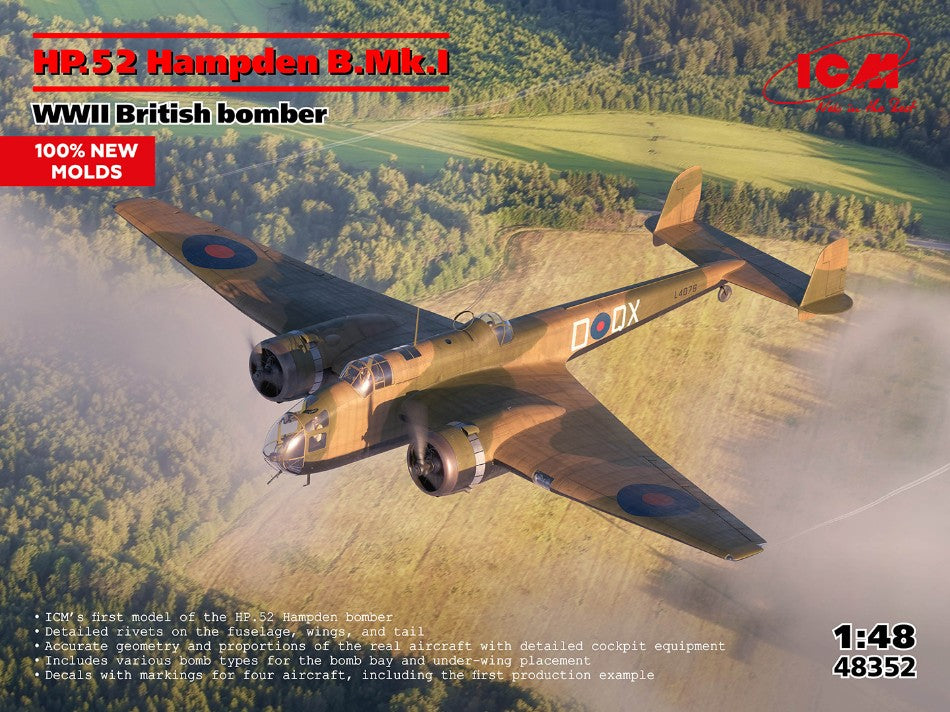 HP.52 HAMPDEN B.Mk.I WWII BRITISH BOMBER KIT 1:48 - ICM - ICM48352