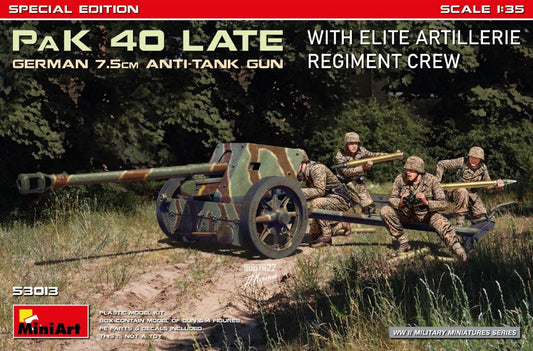 GERMAN 7,5 cm PaK 40 LATE w/Elite Artillerie Regiment Crew Spec KIT 1:35 - Miniart - MIN53013
