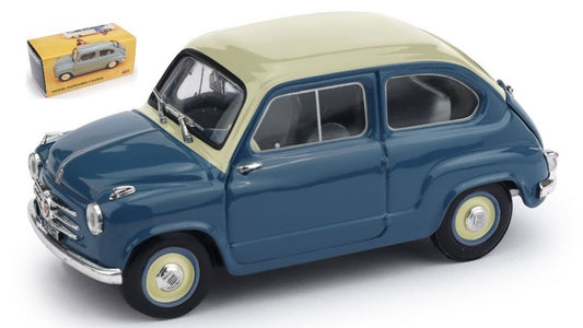 FIAT 600 1a SERIE 1955-1969 BLEU CHIARO/BICOLORE AVORIO 1:43 - Brumm - BM0247-05B