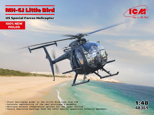 MH-6J LITTLE BIRD US SPECIAL FORCES HELICOPTER KIT 1:48 - ICM - ICM48369