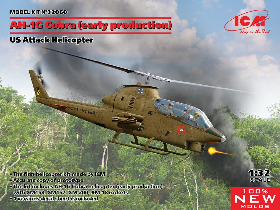 AH-1G COBRA EARLY PRODUCTION US ATTACK HELICOPTER KIT 1:32 - ICM - ICM32060
