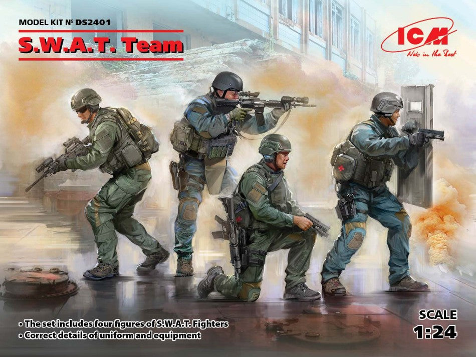 S.W.A.T. TEAM (4 FIGURES) KIT 1:24 - ICM - ICMDS2401