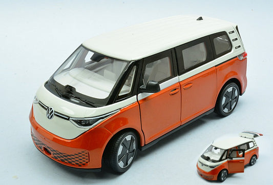 VW ID BUZZ METALLIC ORANGE W/WHITE ROOF 1:24 - Welly - WE24119DTMO