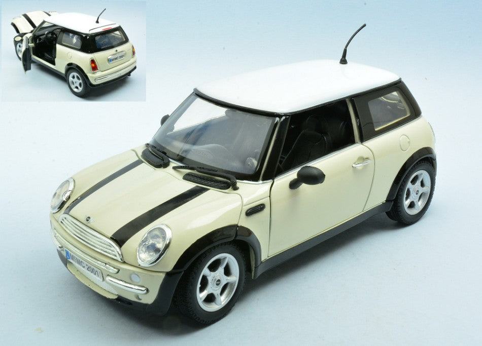 MINI COOPER BEIGE W/WHITE ROOF 1:18 - MotorMax - MTM73114BE