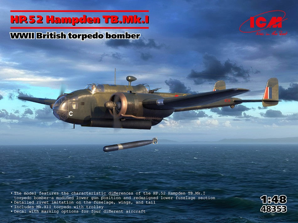 HP.52 HAMPDEN TB.MK.I WWII BRITISH TORPEDO KIT 1:48 - ICM - ICM48353