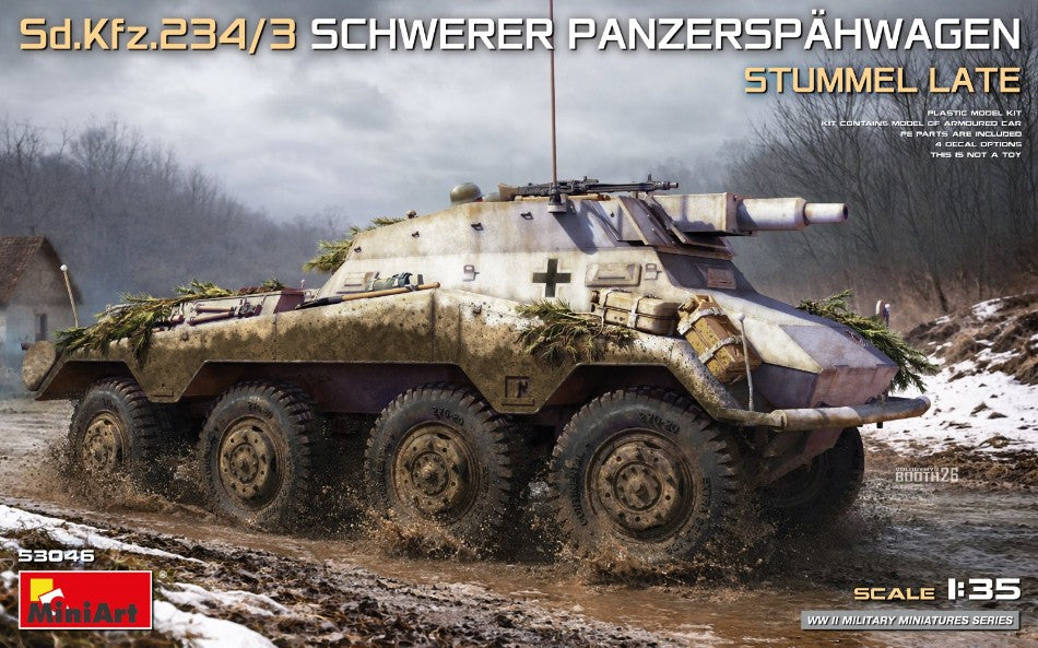 SD.KFZ.234/3 SCHWERER PANZERSPAHWAGEN STUMMEL LATE KIT 1:35 - Miniart - MIN53046