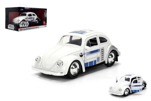 VOLKWAGEN DRAG BEETLE STAR WARS R2D2 1959 WHITE 1:32 - Jada Toys - JADA36982