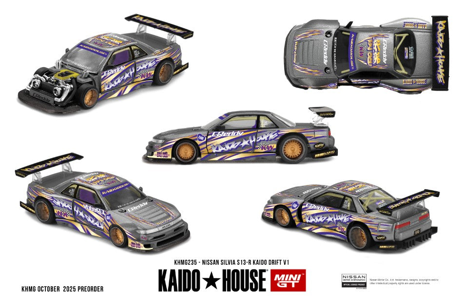 NISSAN SILVIA S13-R
KAIDO DRIFT V1 1:64 - Mini GT - KHMG235