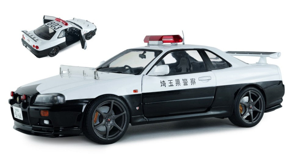 NISSAN SKYLINE GT-R (BNR34) JAPANESE POLICE WHITE 1999 1:18 - Solido - SL1804317
