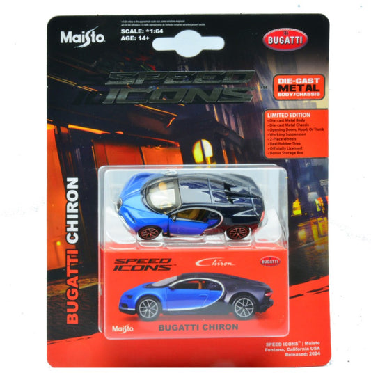BUGATTI CHIRON BLUE SPEED ICONS 1:64 - Maisto - MI15701B