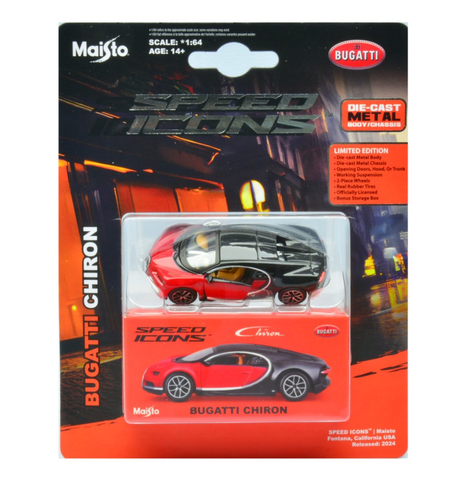 BUGATTI CHIRON RED SPEED ICONS 1:64 - Maisto - MI15701R
