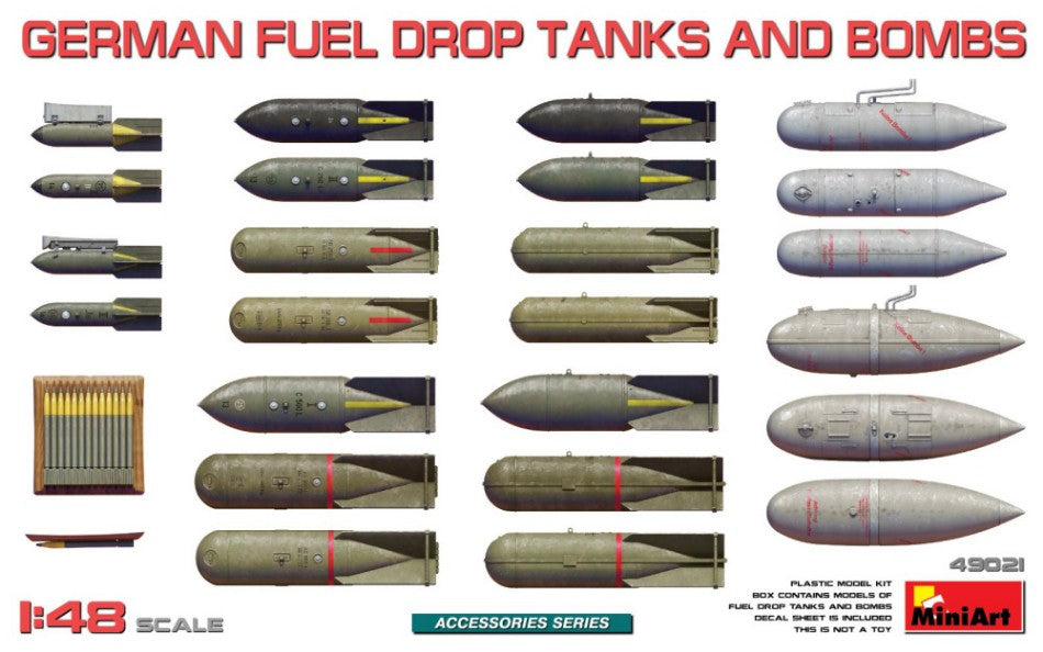 GERMAN FUEL DROP TANKS AND BOMBS KIT 1:48 - Miniart - MIN49021