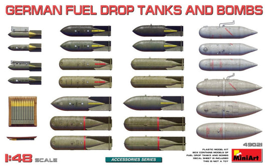 GERMAN FUEL DROP TANKS AND BOMBS KIT 1:48 - Miniart - MIN49021