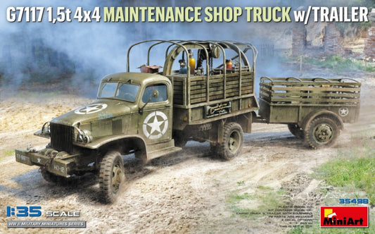 G7117 1,5 4x4 MAINTENANCE SHOP TRUCK W/TRAILER KIT 1:35 - Miniart - MIN35498