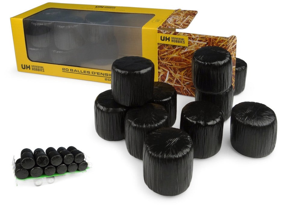 ROTOBALL PACK OF 20 ROUND SILAGE BALES BLACK 1:32 - Universal Hobbies - UH7230