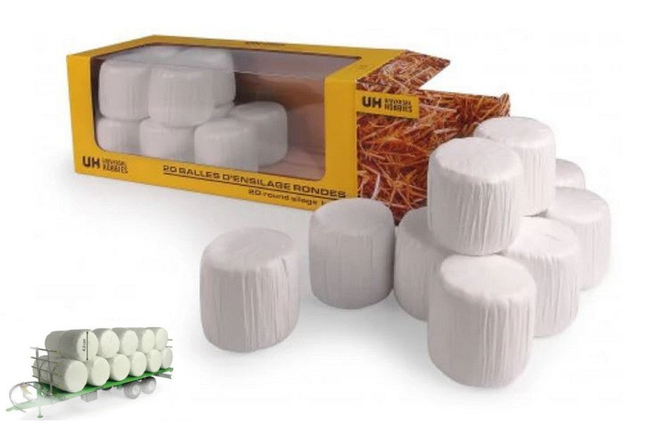 ROTOBALL PACK OF 20 ROUND SILAGE BALES WHITE 1:32 - Universal Hobbies - UH7232